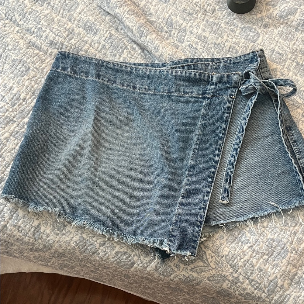 We The Free Denim Wrap Skirt
